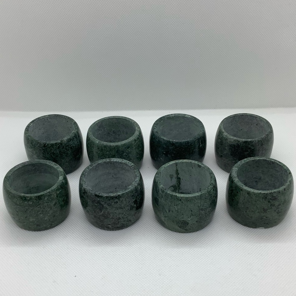 Set of 8 Green Stone IKEA Napkin Rings READ